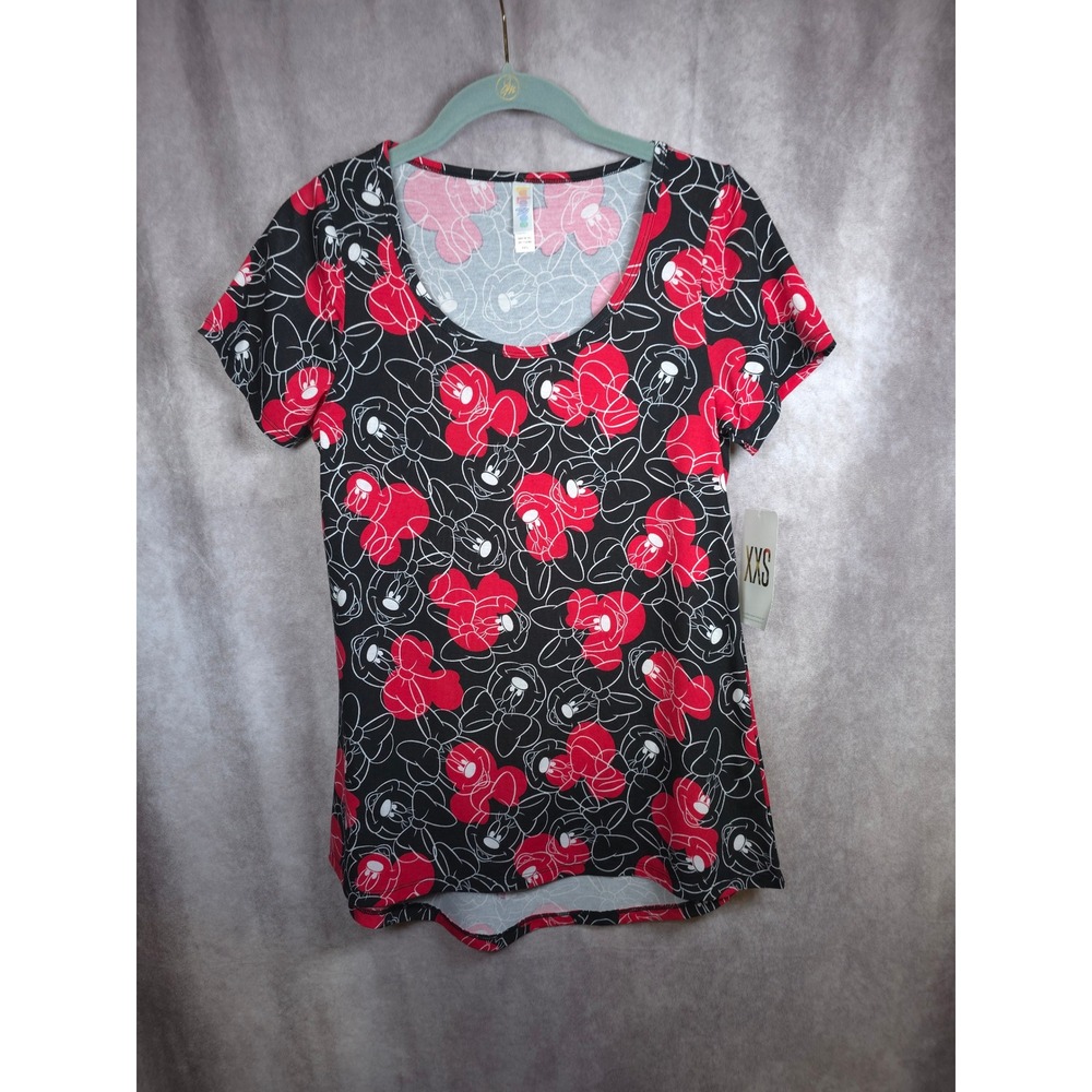 LuLaRoe‎ Classic T XXS Black Red Minnie Mouse Print Short Sleeve Top
